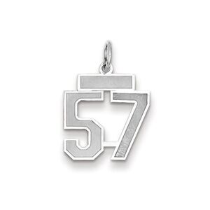 14k White Gold, Jersey Collection, Small Number 57 Pendant